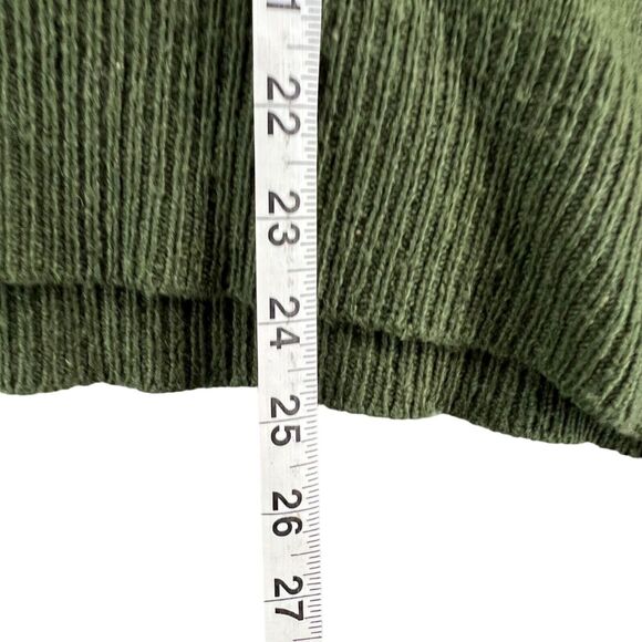 Saks Fifth Avenue Sweater Womens M Olive Green Merino Wool Cashmere Boxy Cozy - Picture 8 of 13